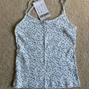 Brandy Melville blue floral tank top